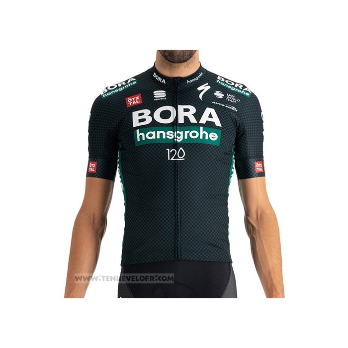 2021 Maillot Cyclisme Bora-Hansgrone Fonce Vert Manches Courtes et Cuissard